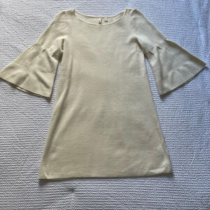 Moth by Anthropology Cream Sweater Mini Dress Tunic Boho Flare Sleeve